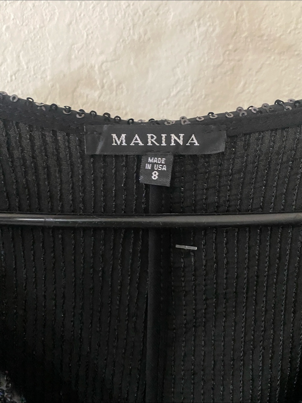 MARINA Black Ribbed Sparkling Sequin Mini Dress - Picture 10 of 11